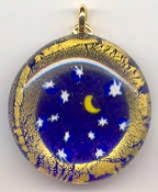 Round, 37mm "Night Sky"  & 24 Karat Gold Pendant